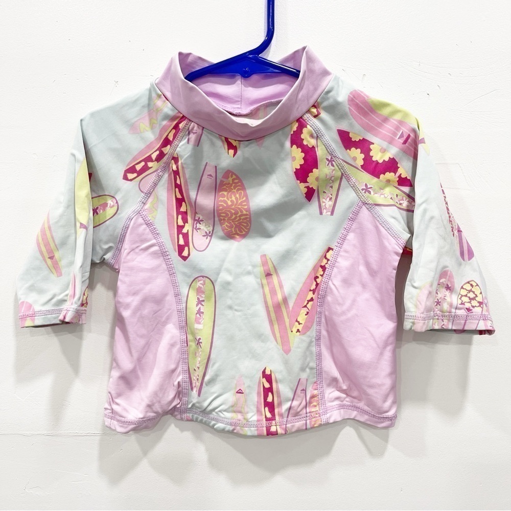 Garnet Hill Surf Board Printed Rash Guard Swim Top Lavender Size 4